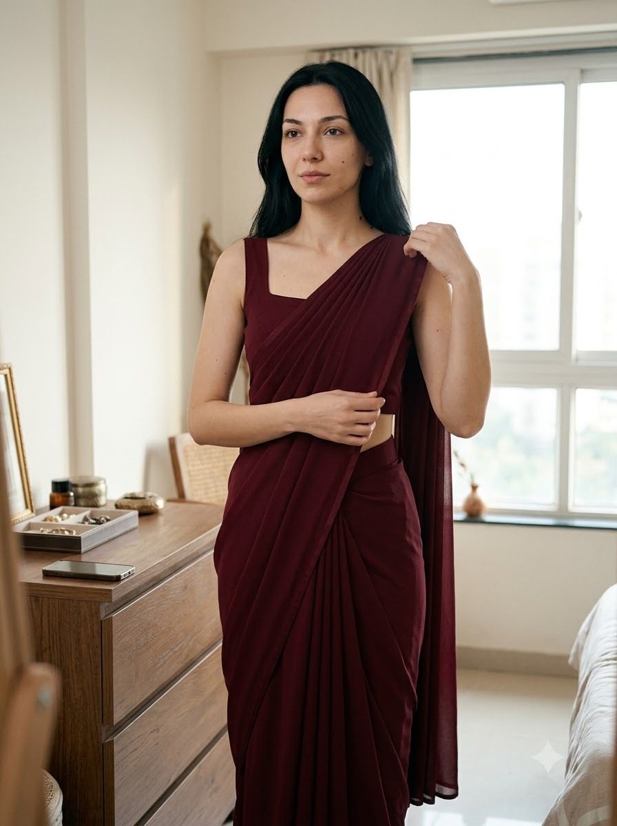 Pre drape saree Full Front View
